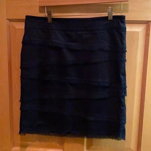 WHBM size 6 black cotton skirt w/ fringe detail